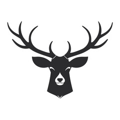Stylized deer head with large antlers stag silhouette
