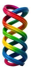 Helix of vibrant color spirals, twisting and intertwining in a suspended dance.