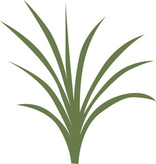 Simple Green Grass Clump Illustration Isolated on White Background