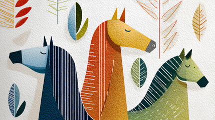 おしゃれな馬（午）のイラスト（午年・干支・年賀状素材）
