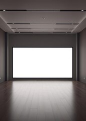 Blank digital screen in dark interior room 3d rendering Empty room interior design architecture blank design room
