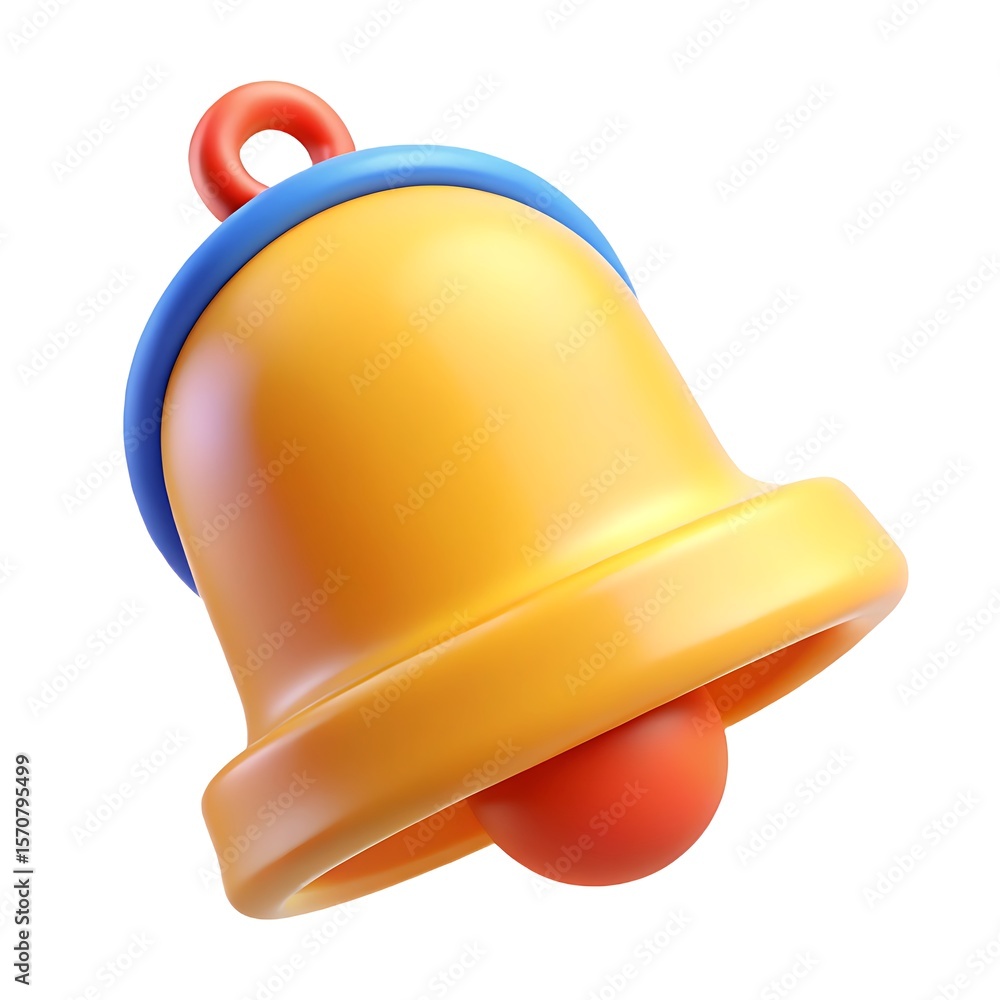 Poster vibrant 3d render of a notification bell with a sleek design, perfect for modern digital interfaces 