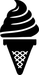 Ice Cream Cone Icon Simple Black Silhouette