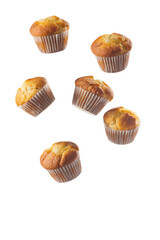 muffins on white background, bakery food