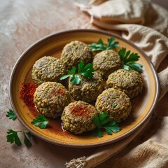 Lebanese kibbeh with bulgur and ground meat served on a plate.