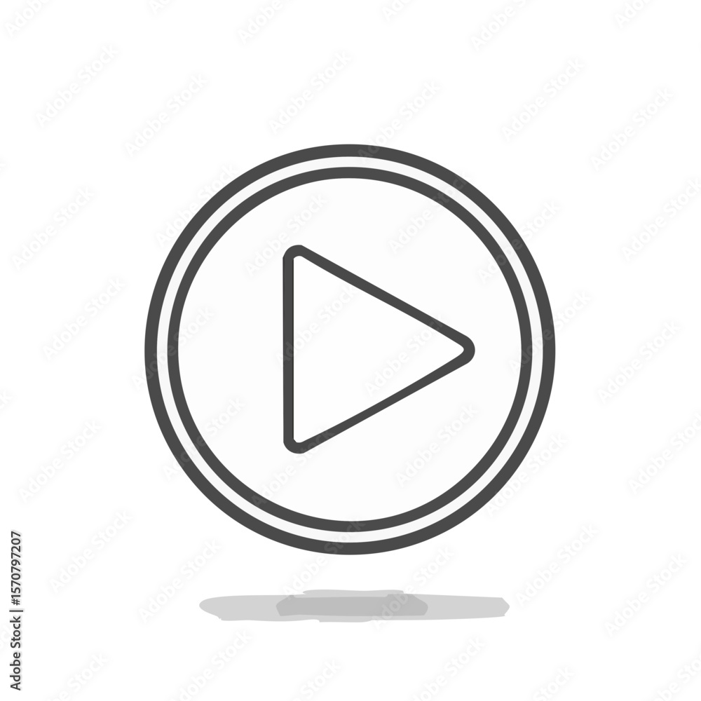 Poster play button graphic simple circular multimedia player interface design isolated on black background