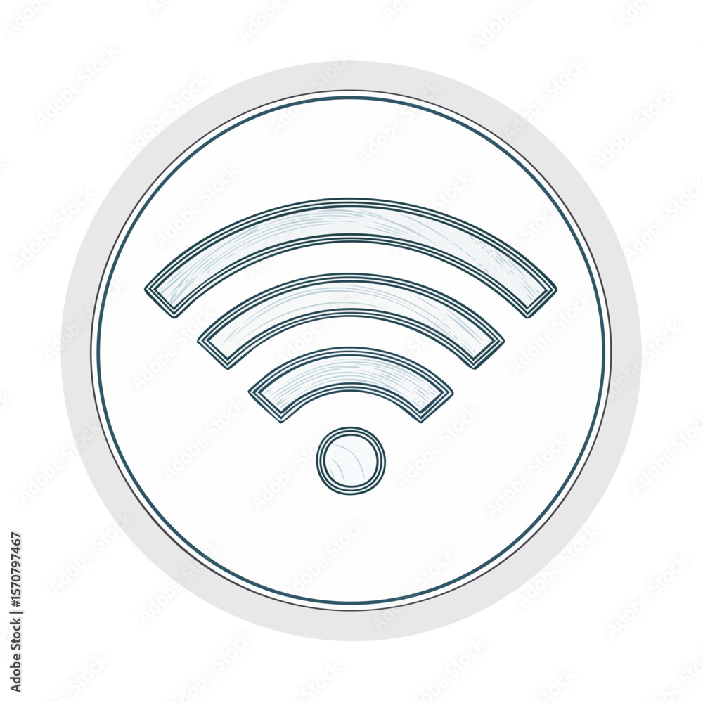 Poster blue wifi symbol in circle wireless internet access connection signal communication technology mobil