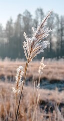 Fototapeta premium Winter's Embrace Nature's Delicate Frozen Jewels