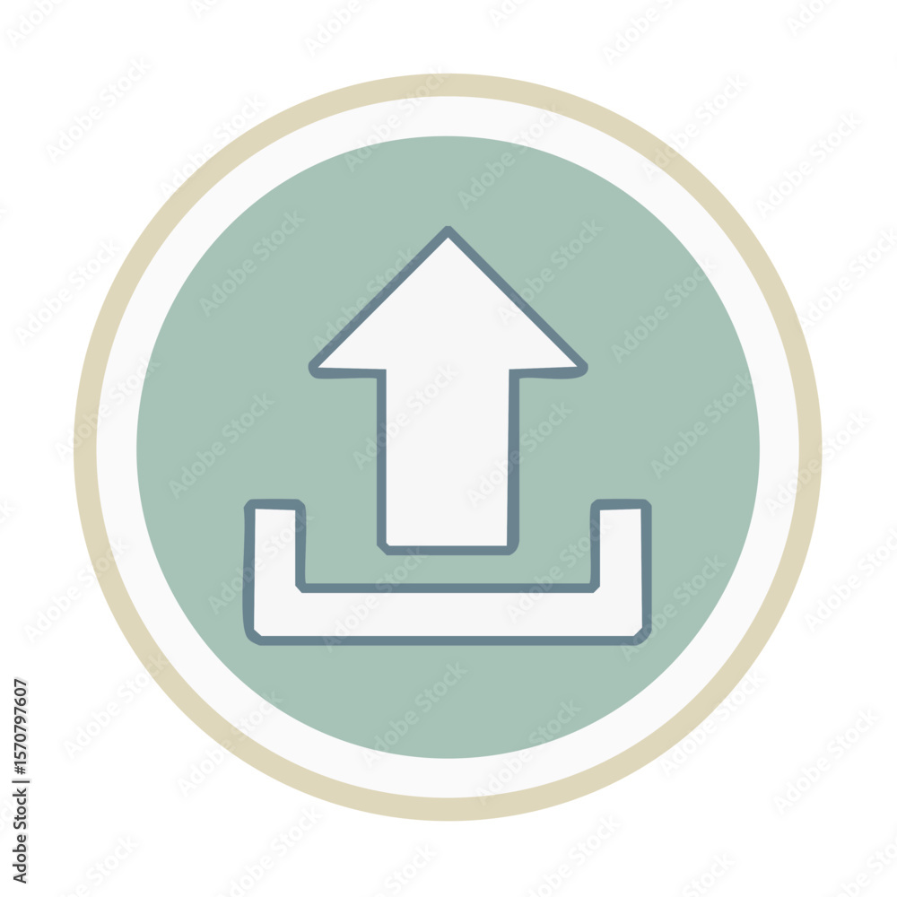 Poster upload icon graphic design featuring arrow pointing up from a rectangular base