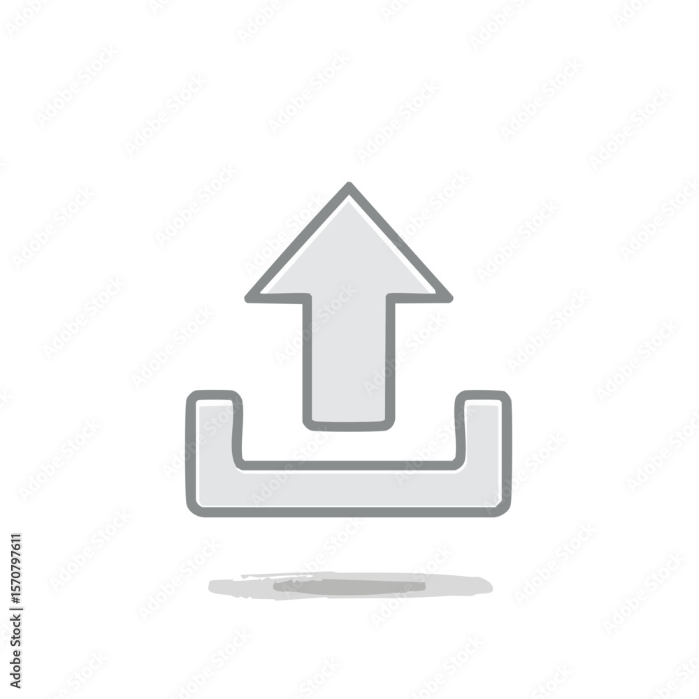 Poster stylized upload icon with arrow upwards on a black background for software and application use.