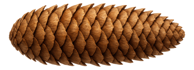 Fallen spruce cone with tightly packed, overlapping woody scales