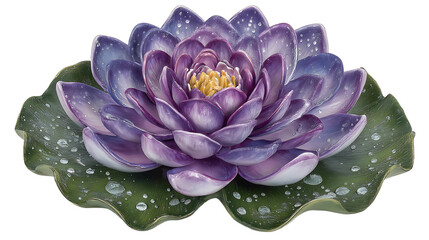 Purple And Green Detailed Artificial Flower With Glitter Accents