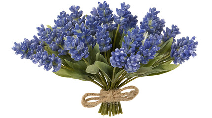 Purple Flower Bouquet Tied with Twine on Transparent Background