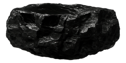 Coal sample with shiny black luster and rough fractured surface