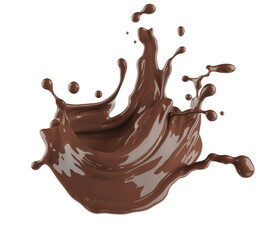 chocolate splash on white background.