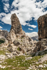 Cinque Torri Cliffs and Alpine Trails in Dolomites, Italy