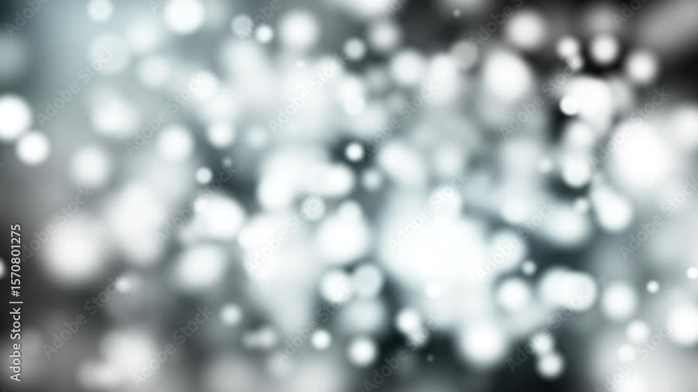 Poster abstract soft white bokeh light particles floating on a grey blurred background. gentle glowing circ