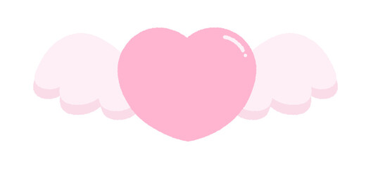 羽で飛んでいるピンク色のハートのかわいい手描きイラスト - 恋愛やバレンタインデーのイメージ素材