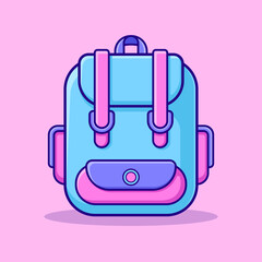 Colorfull cartoon school bag illustration. Education object icon isolated flat vector