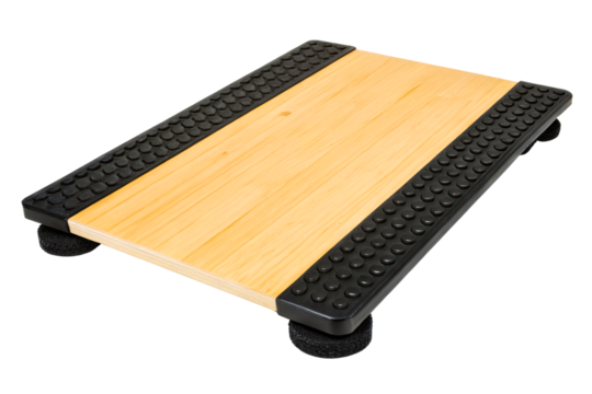 Wooden platform with anti-vibration feet and nonslip surface isolated with transparent background