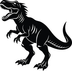 Vector art of a menacing tyrannosaurus rex silhouette isolated on white background