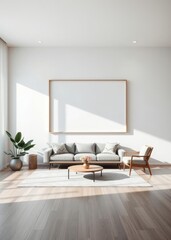 Minimalistic living room with a blank frame Empty room interior design architecture blank design room