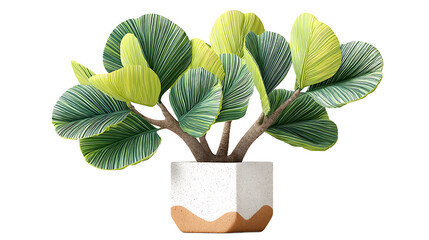 Small Potted Plant With Lush Green Foliage In A White Pot