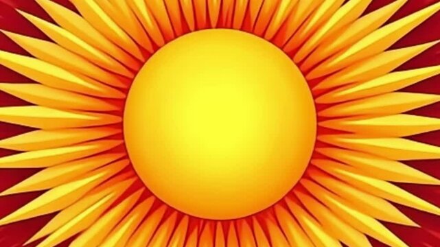 trippy sun, radiating spikes, psychedelic background, seamless loop, vector animation, abstract sun, optical illusion, retro vector art, hypnotic background, digital sunburst, geometric rays, 4K vecto