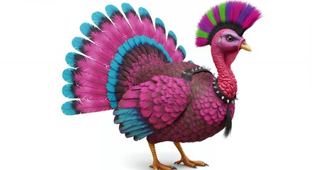 Funky turkey illustration with vivid colors