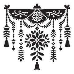 Silhouette vector of hanging floral festoon used in Indian festival decor
