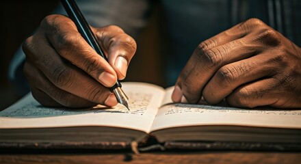 Writing in Vintage Journal with Fountain Pen