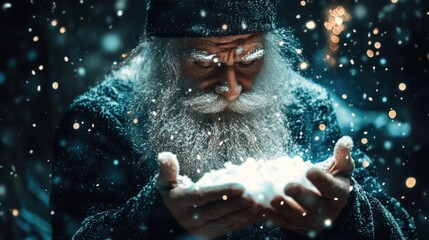 Wise man holding snow