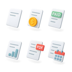 Ultimate 3D Isometric UI UX Icon Set  Transparent Background,  High-Quality Document & Payment Icons for Seamless Web and App Design