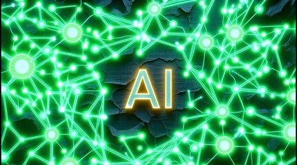 AI Glow Neural Circuit Animation - Powered by Adobe