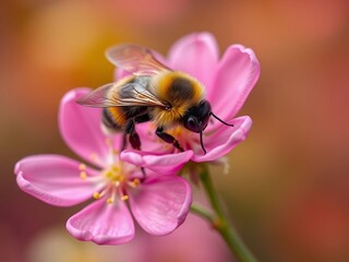 Nature's Pollinator: A Bumblebee on a Bloom