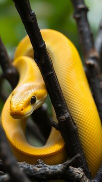 Serpentine Serenity: The Yellow Python's Perch