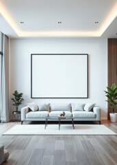 Modern living room poster frame mockup interior design home room background Empty room interior design architecture blank design room