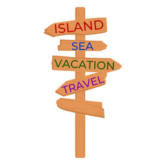 Vector illustration of a wooden signpost with the words 