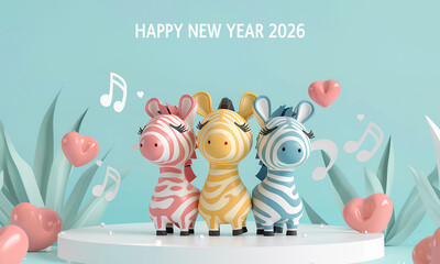 2026 年賀状素材（午年・干支・年賀状）ヨコ-2
