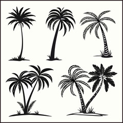 Obraz premium Silhouettes palm tree illustration