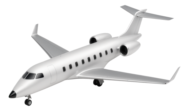 Regional jet with swept-back wings and pointed nose cone