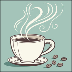Coffee cup illustration, breakfast design element vector