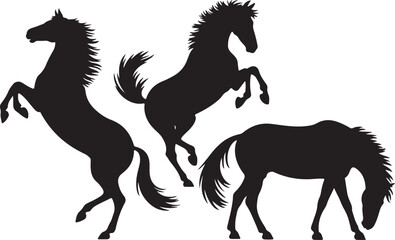 Fototapeta premium Horse Silhouette Vector Bundle Running & Standing Horse SVG Set Wild Horse Shadow Clipart Pack