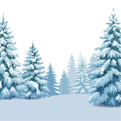 Fototapeta premium Snowy Winter Forest Landscape with Pine Trees and Fresh Snowfall