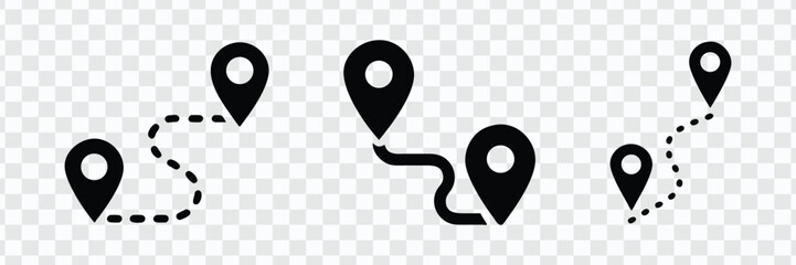 "Route Map Pin Icon Set | Location Path Marker Vector PNG"