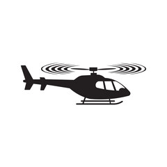 Black Silhouette Helicopter Icon Rotating Blades white