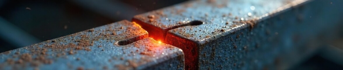 Cracked Metal Component Close-up View of Stress Concentration and Structural Failure Under Load