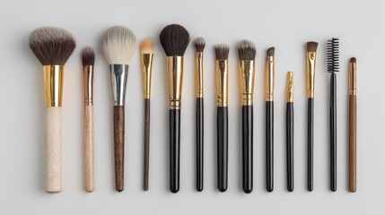Elegant array of professional cosmetic brushes for flawless makeup application