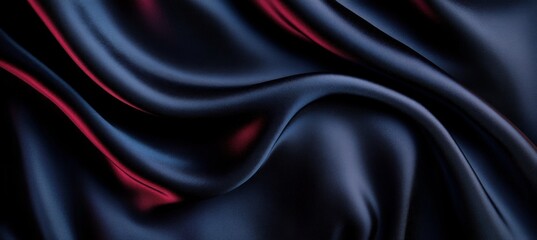 Elegant Velvet Waves Background with Dark Blue and Rich Red Tones, Luxurious Abstract Textile Design