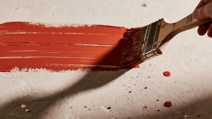 Red paint and paintbrush